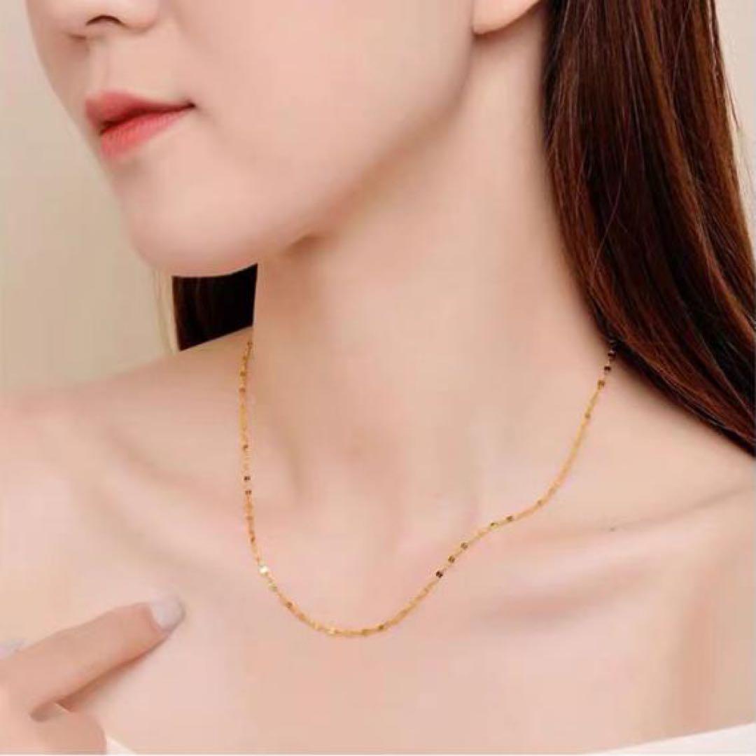 ワールド オンラインストア 18金 ペタル チェーン ネックレス ピンク ゴールド K18 地金 18K アクセサリー