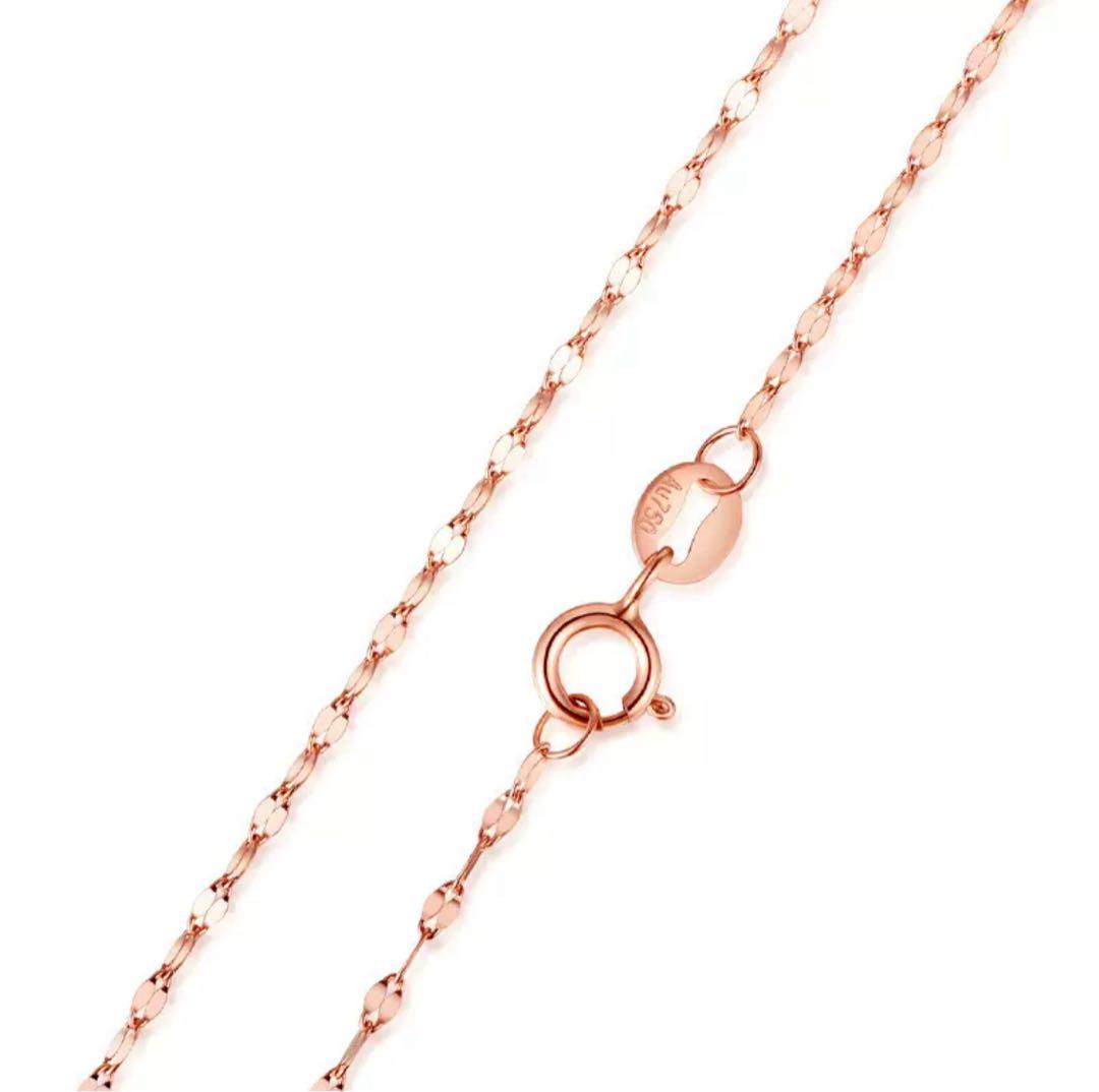 18金 ペタル チェーン ネックレス ピンク ゴールド K18 地金 18K