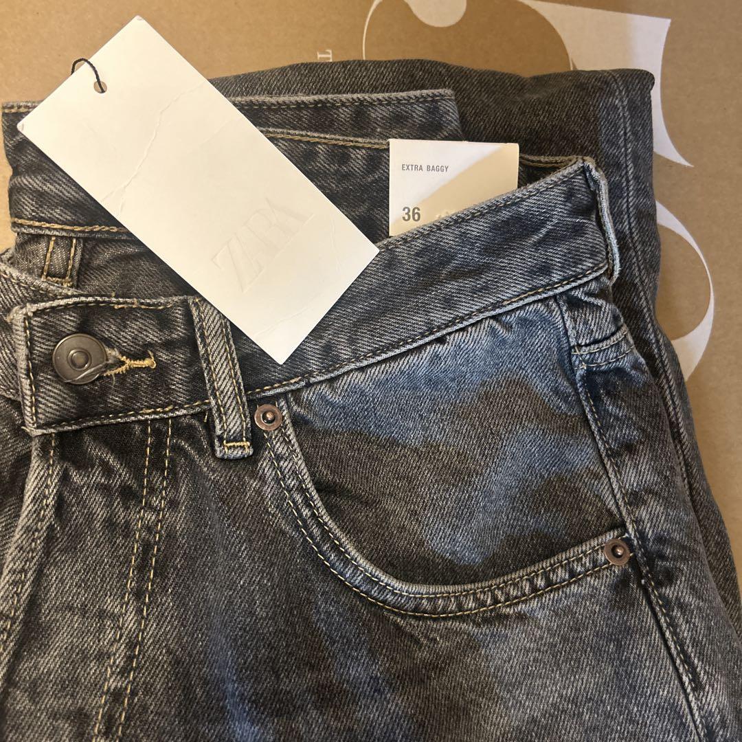 ZARA スーパーバギーフィットジーンズ EU36新品タグ付き カーボン