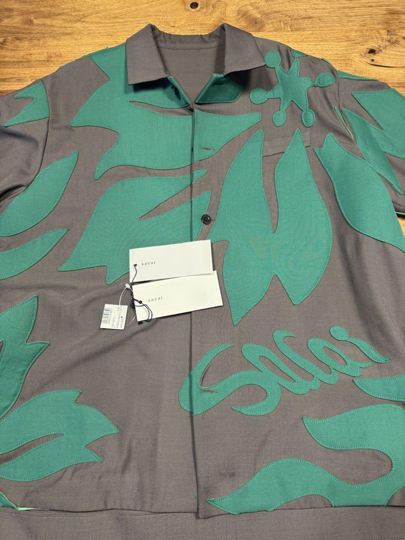 sacai24ss Floral Embroidered Patch シャツ