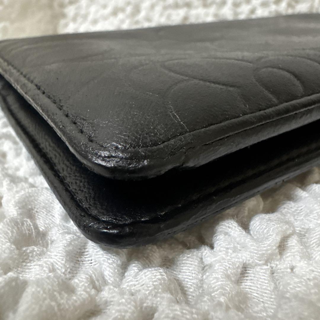 美品✨️シャネル CHANEL カメリア ラムスキン　長財布 ゴールド金具