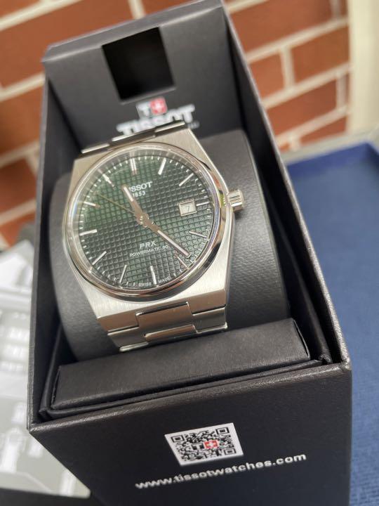 48125円 【SALE/10%OFF ティソ PRX 40mm 自動巻 新作 グリーン 未使用品 48125円 【SALE/10%OFF ティソ PRX 40mm 自動巻 新作 グリーン 未使用品
