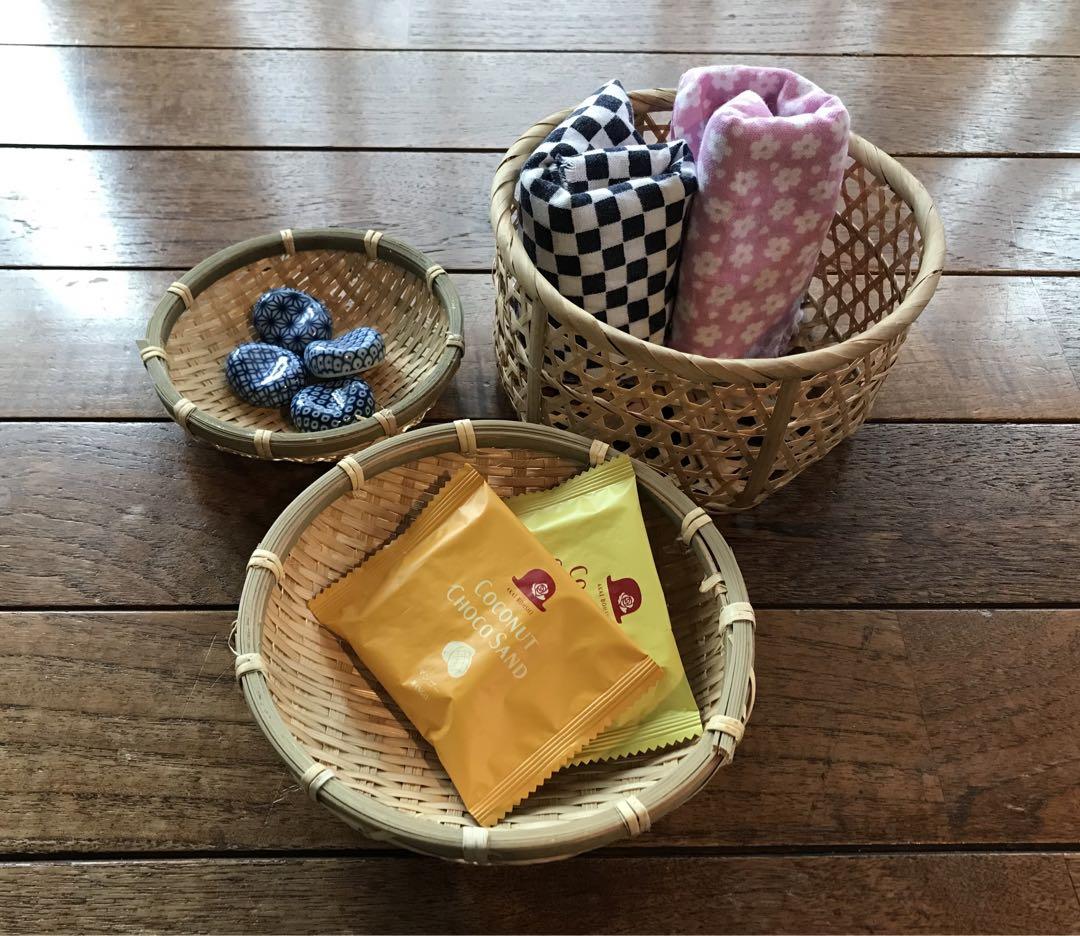 定番の中古商品 竹籠、竹ざる3点セット 和小物 竹かご その他