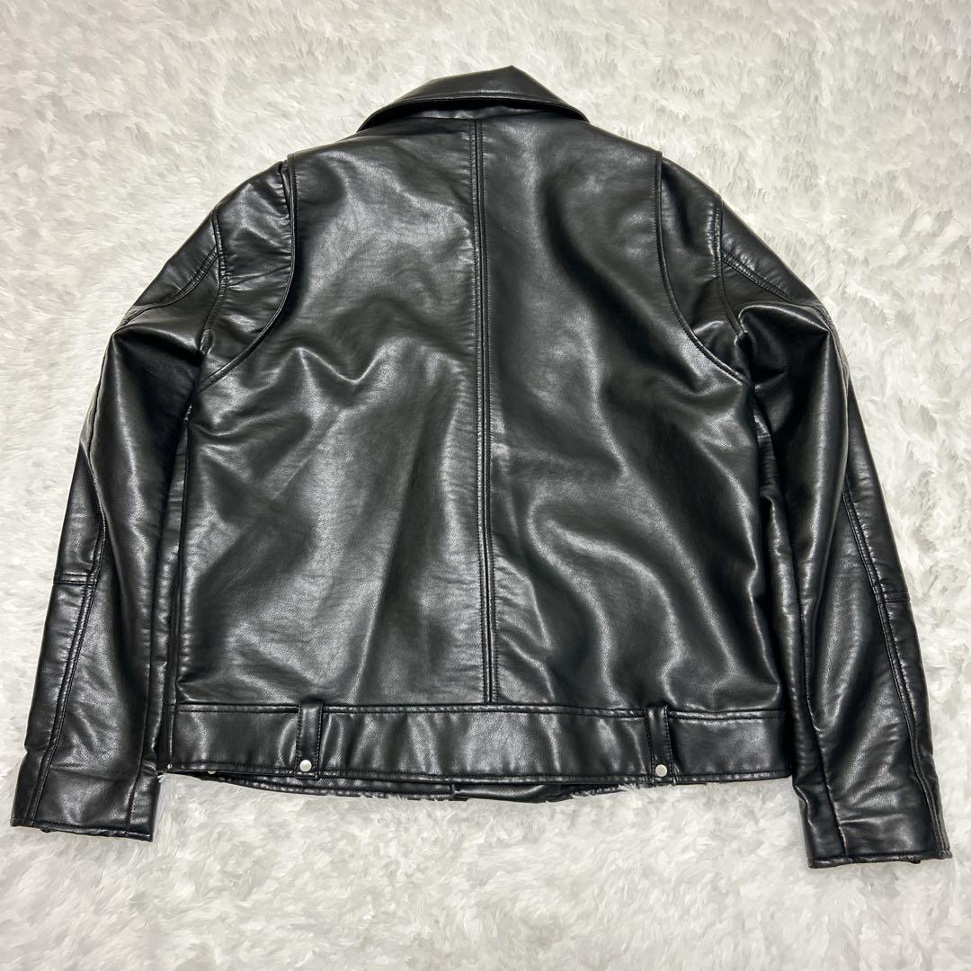 ZARA ダブルライダースジャケット XL フェイクレザー ブラック