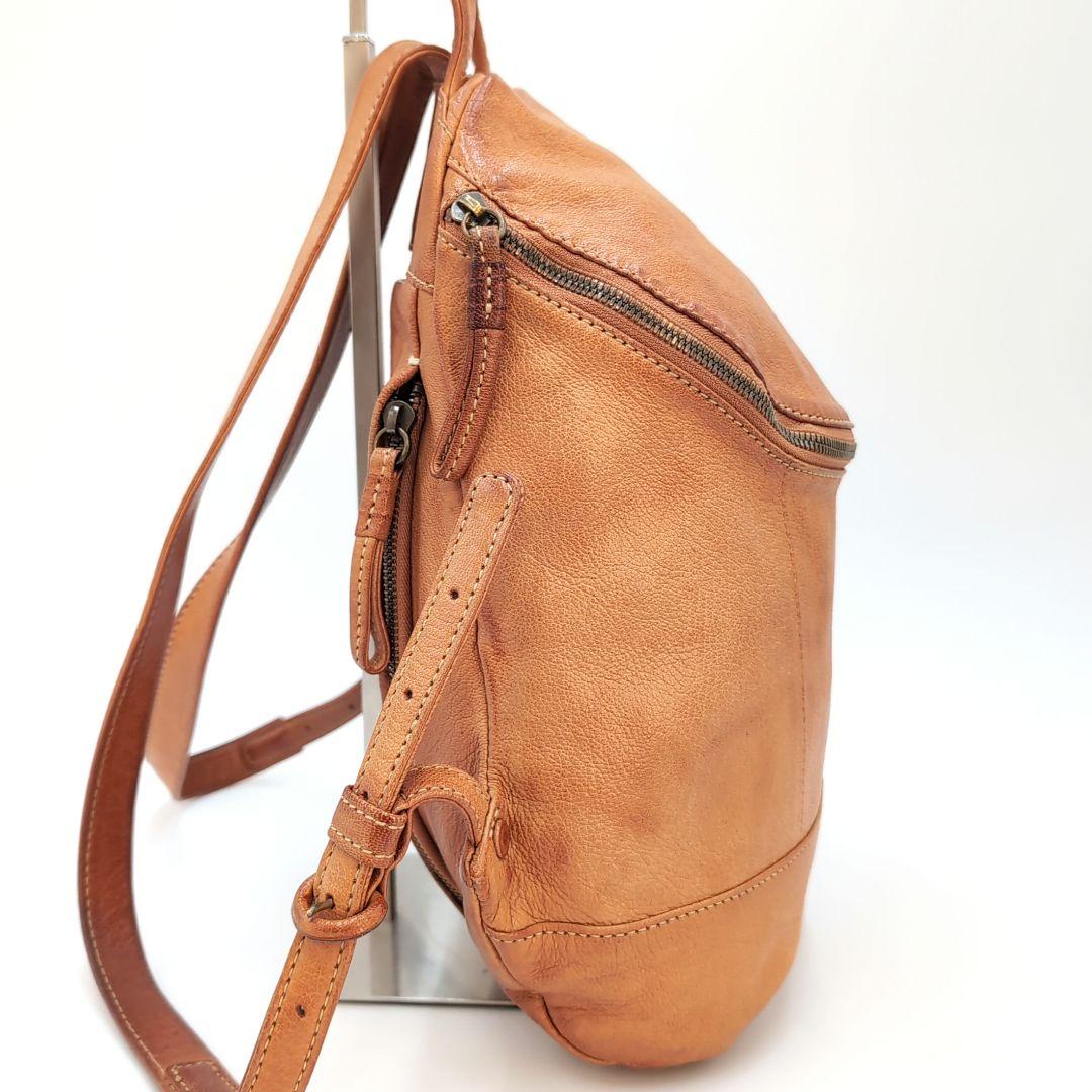 極美品✨genten　ゲンテン　ゴートレザー　リュック　ヌメ革　キャメル　山羊革
