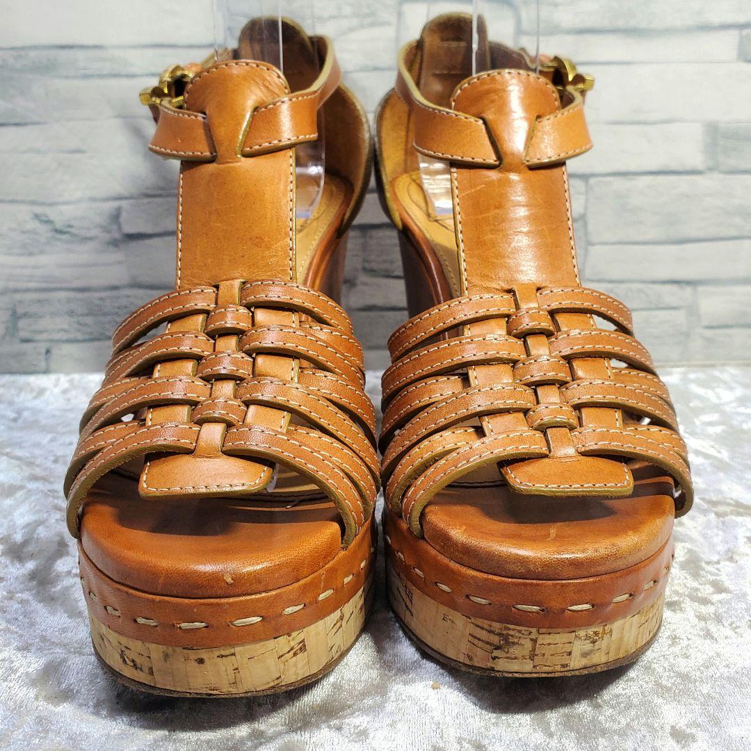 【美品】✨Chloe クロエ 24cm パンプス サンダル 茶系 レザー 37