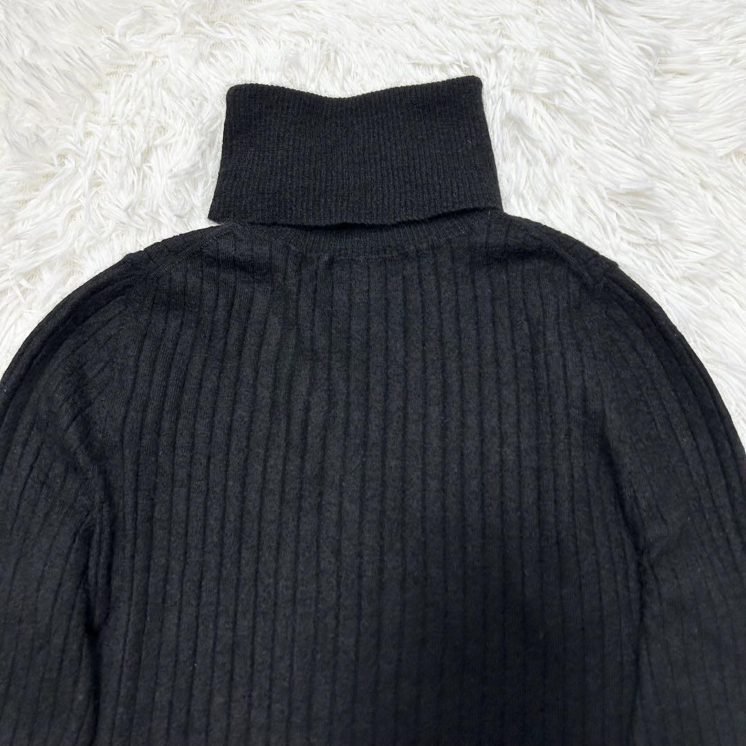 名品✨ドゥロワー 18G カシミヤ シルク リブタートルネック ブラック 1