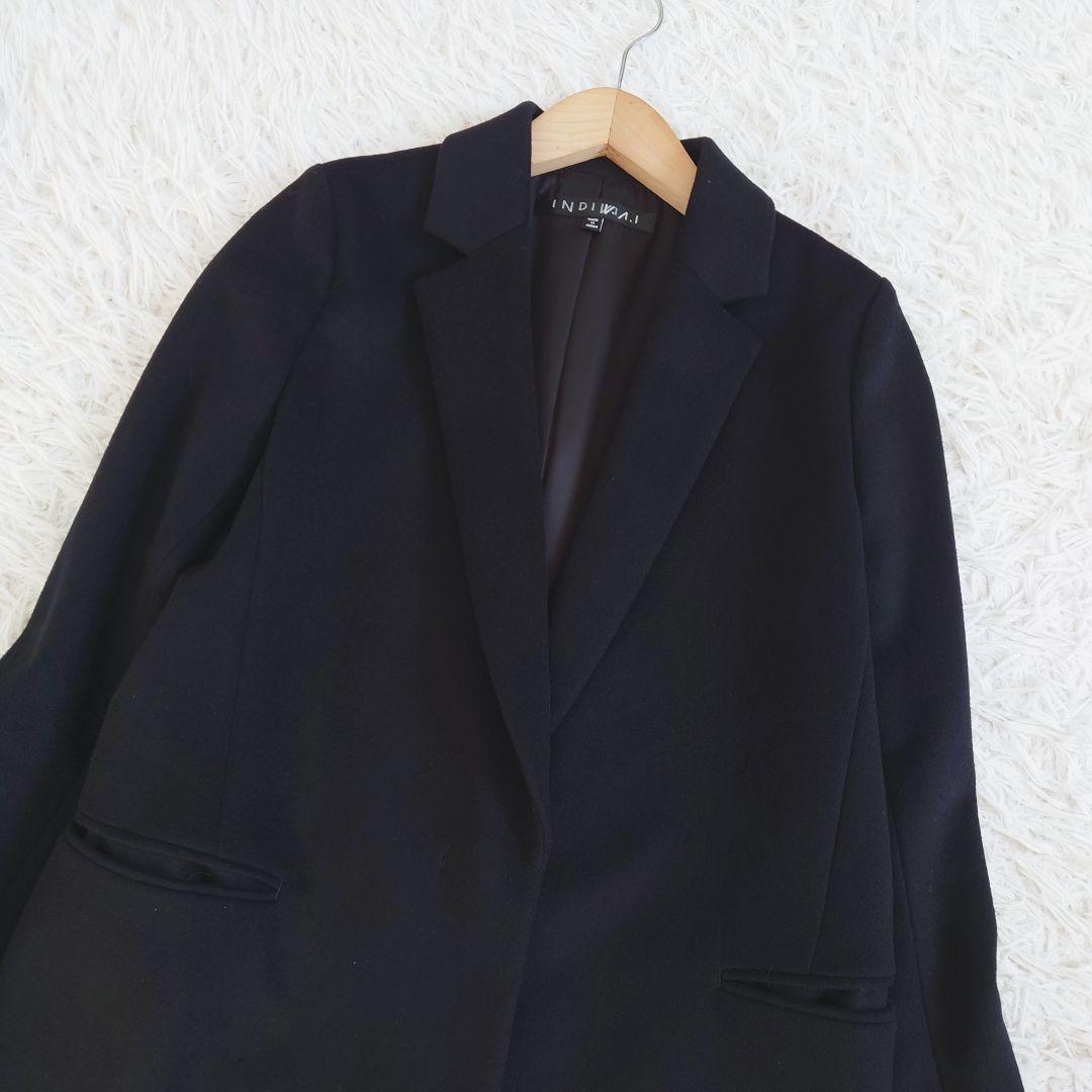 INDIVI V.A.I インディヴィ チェスターコート カシミヤ混 黒 S INDIVI V.A.I インディヴィ チェスターコート カシミヤ混 黒 S