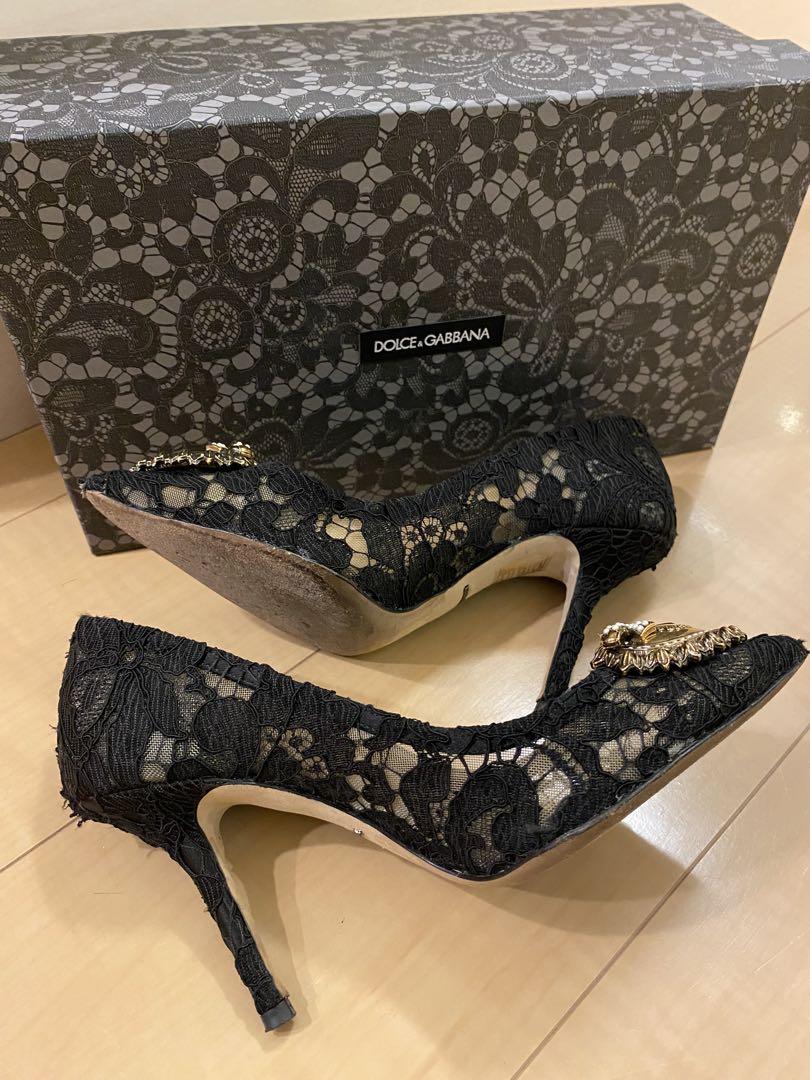 美品 Dolce & Gabbana レース ヒール パンプス D&G ドルガバ