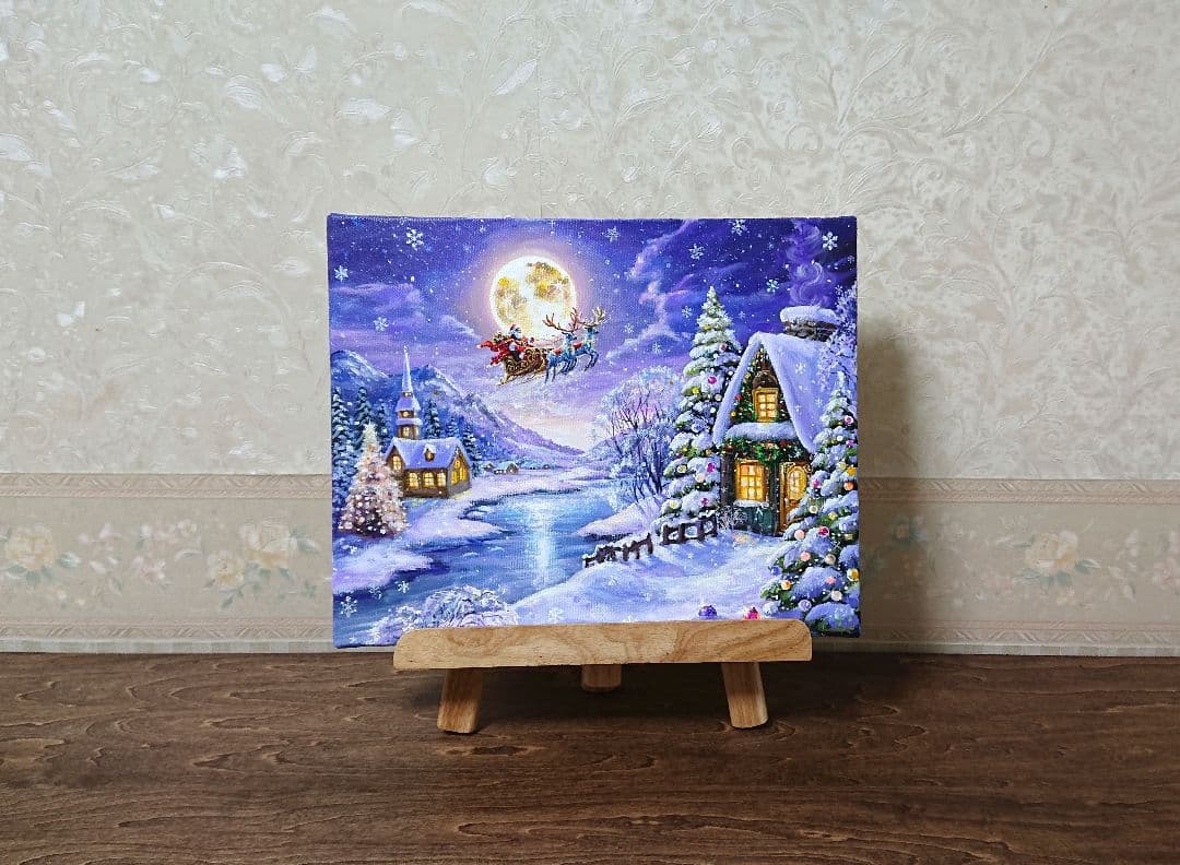 雪の降る夜】アクリル画 F3 風景画 絵画 - メルカリ