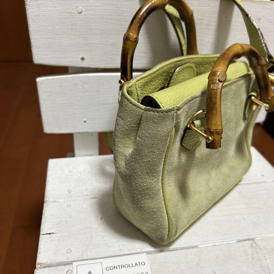 GUCCI ライトグリーン スエード バッグ