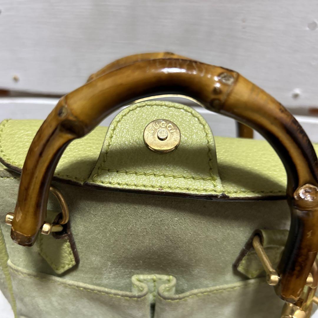 GUCCI ライトグリーン スエード バッグ