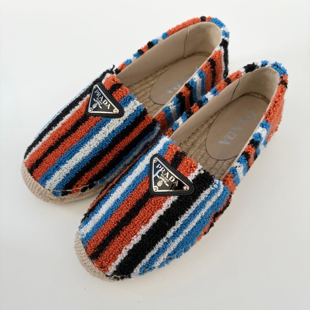 プラダ テリークロス 三角 トライアングル ロゴ エスパドリーユ