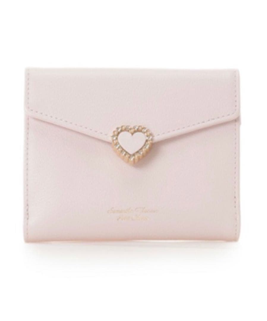 今季新作☆サマンサタバサPC パールビジュー❤️ハート折財布☆ピンク