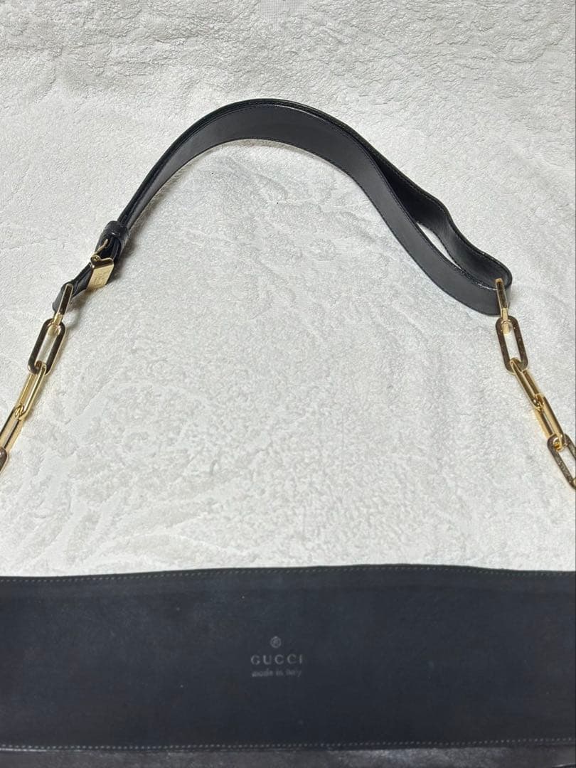 未使用 GUCCI ショルダーバッグ トートバッグ スエード ゴールド金具