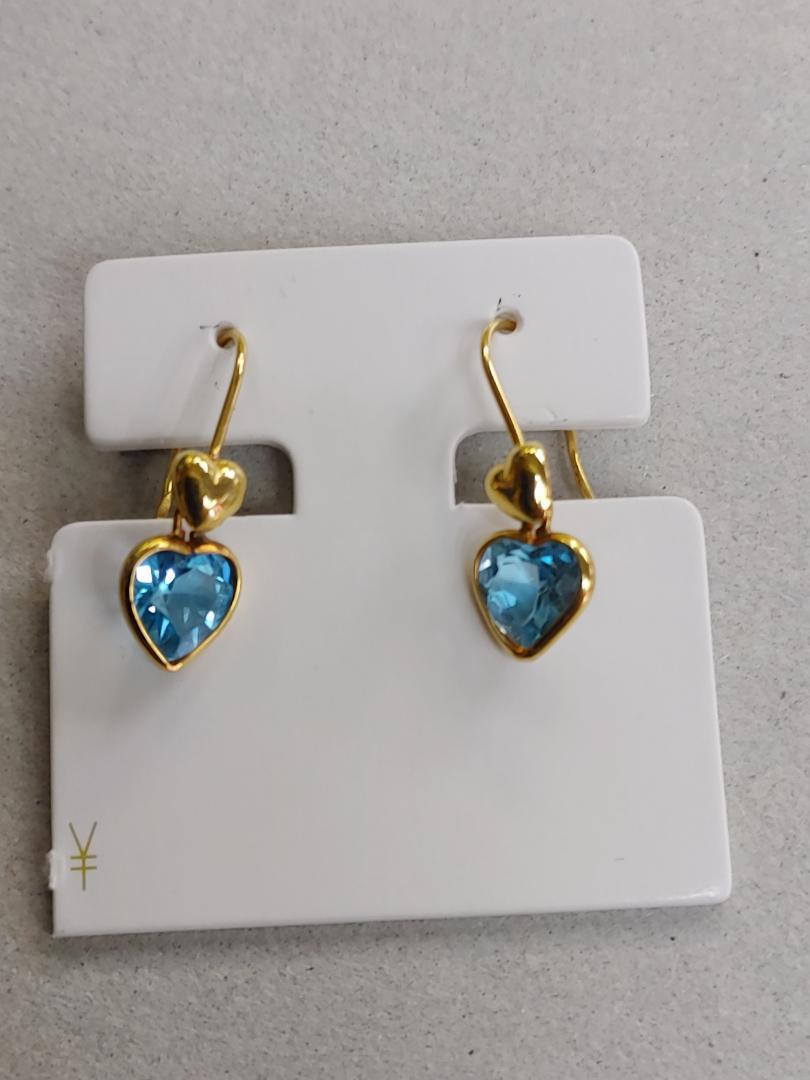 K18ブルートパーズファッションピアス☆USED品☆