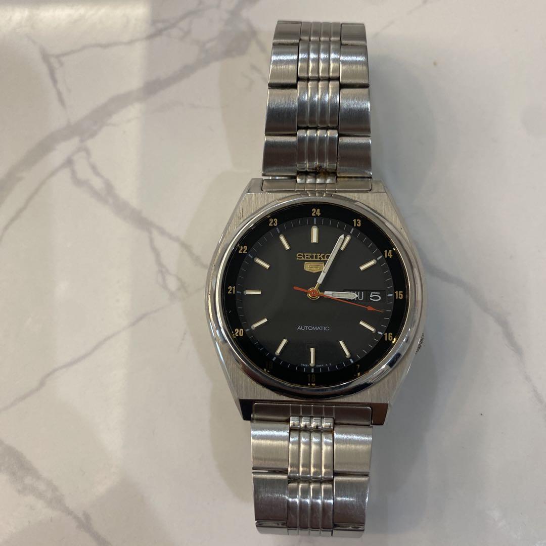 【美品　動作品】SEIKO5 自動巻き　7S26-3210 黒文字盤