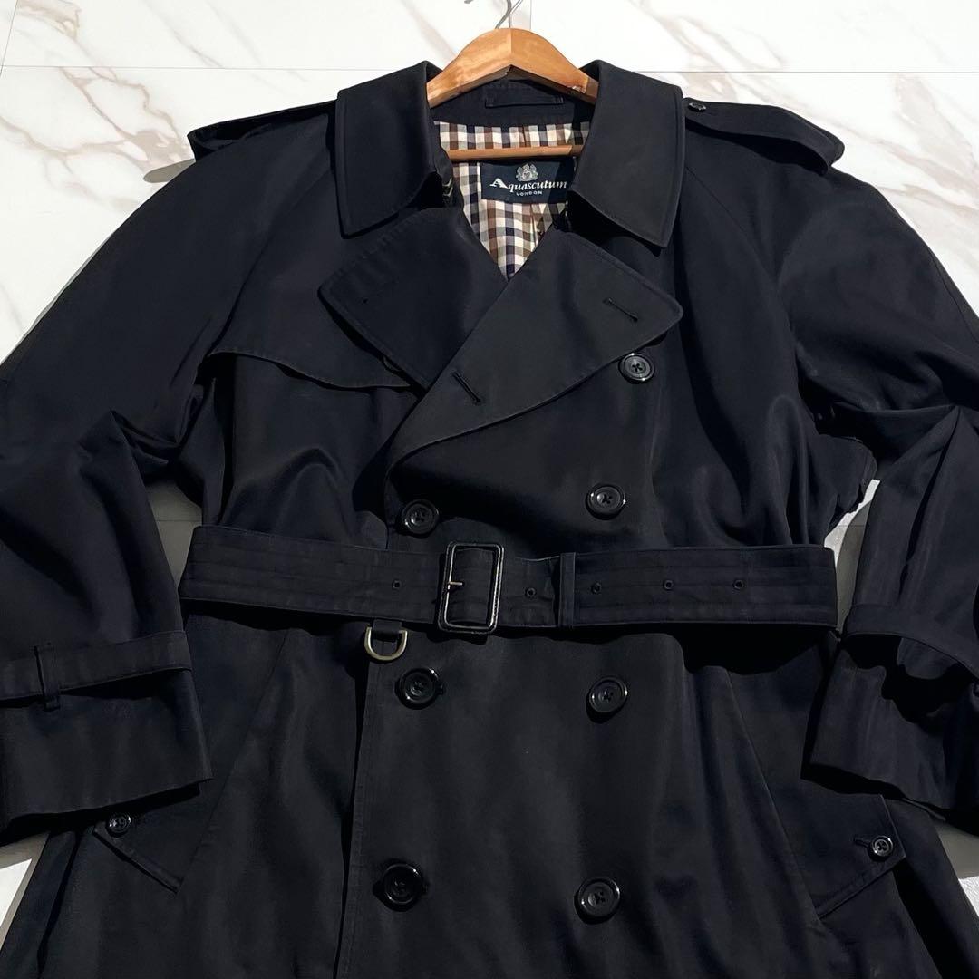 3L アクアスキュータム トレンチコート グラブチェック ベルト ロング 3L アクアスキュータム トレンチコート グラブチェック ベルト ロング