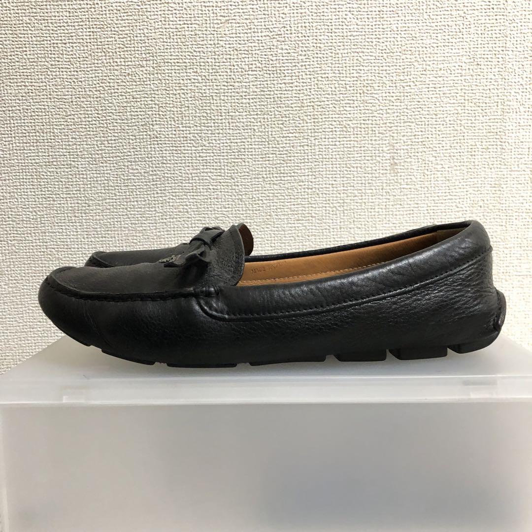 美品✨PRADA バレエシューズ　530B レザー　ブラック　金具ロゴ　シルバー