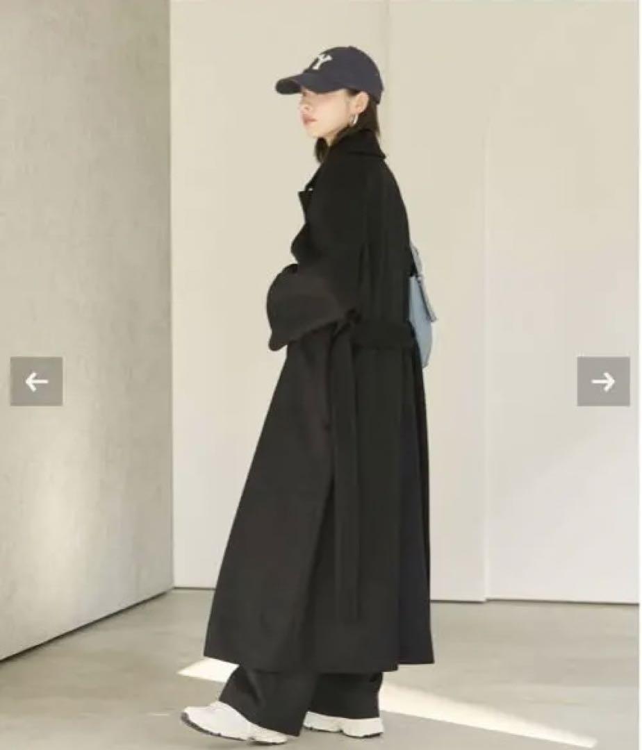 新品　Plage R’IAM リラックストレンチ コート 黒　ベルト付き 38
