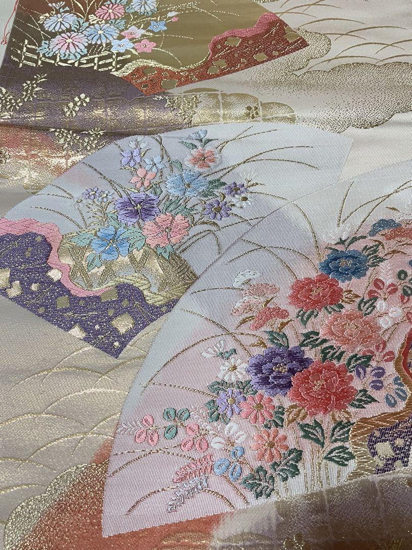 訪問着フルセット　正絹　地紋　しつけ糸付き　きものやまと　汕頭刺繍