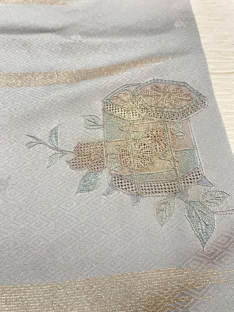 訪問着フルセット　正絹　地紋　しつけ糸付き　きものやまと　汕頭刺繍