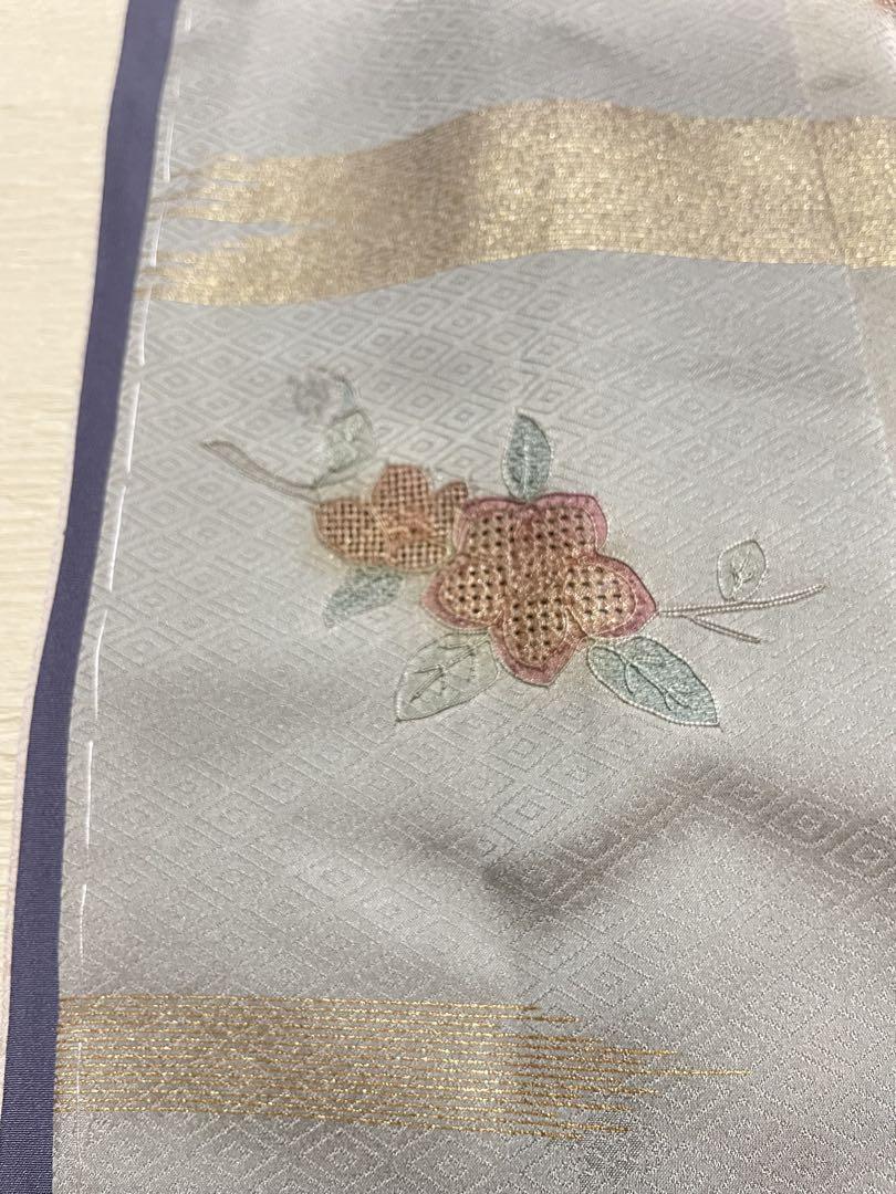 訪問着フルセット　正絹　地紋　しつけ糸付き　きものやまと　汕頭刺繍