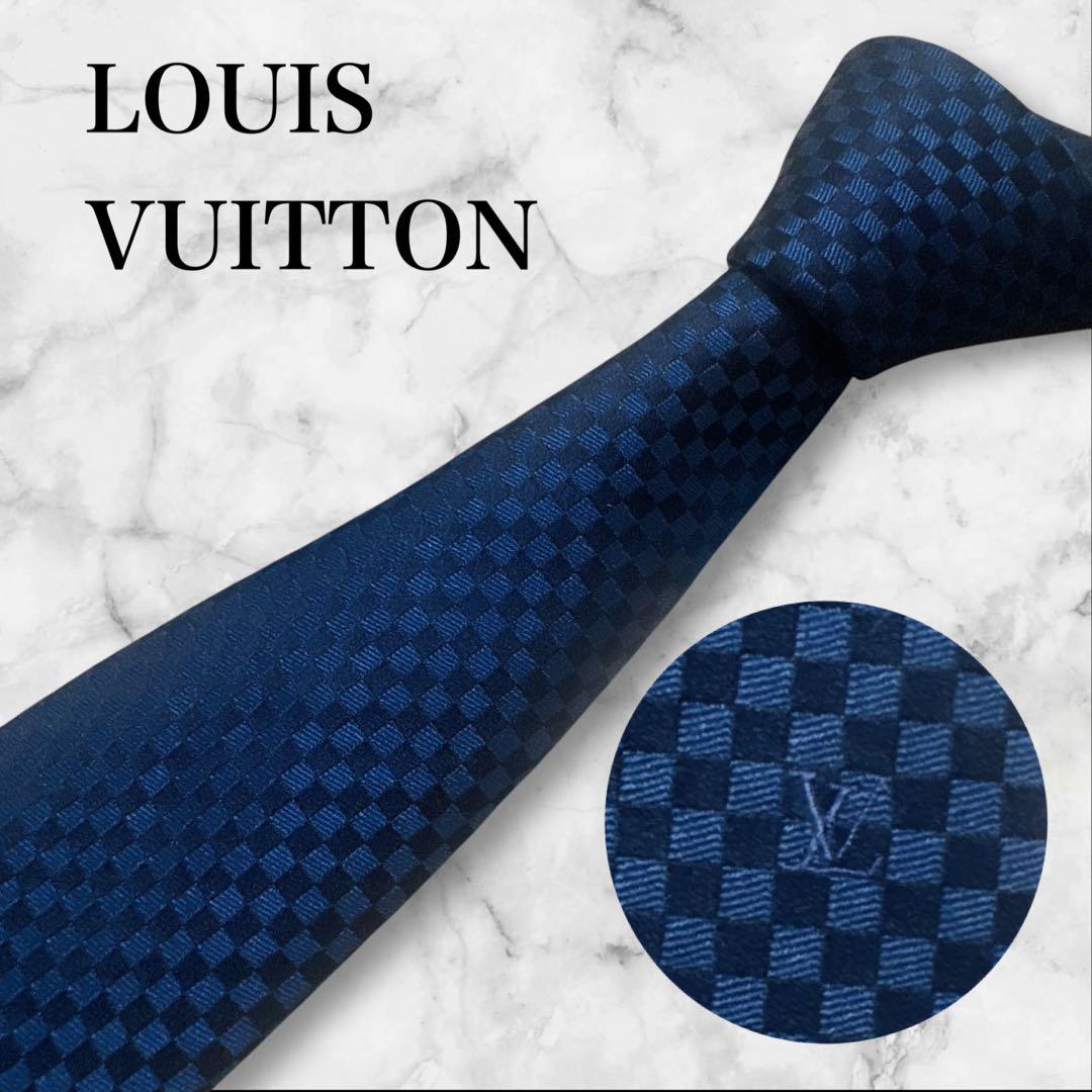 美品】LOUIS VUITTON ネイビー ネクタイ マイクロダミエ - メルカリ