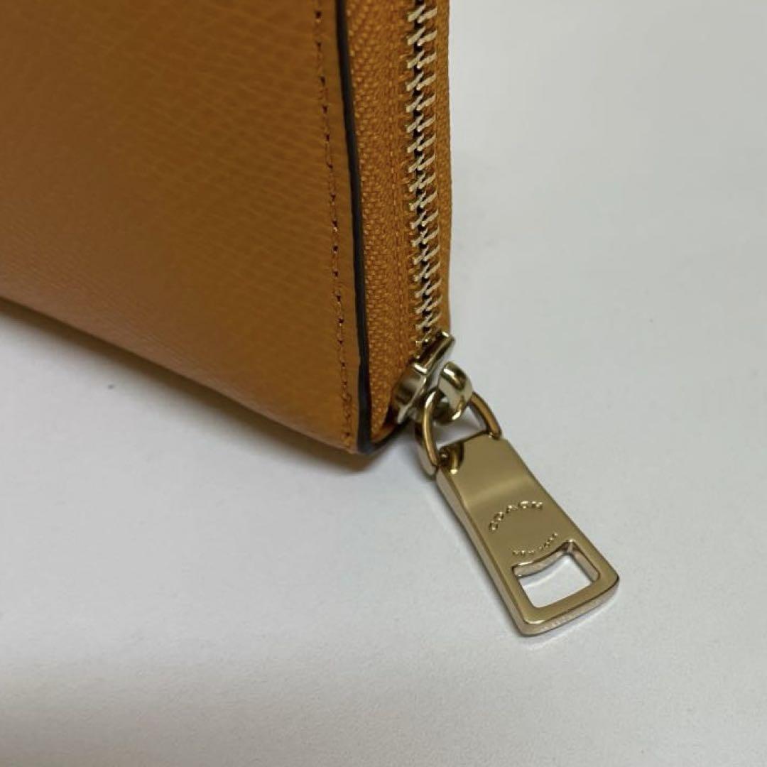 極美品 COACH コーチ 長財布 ラウンドファスナー レザー オレンジ