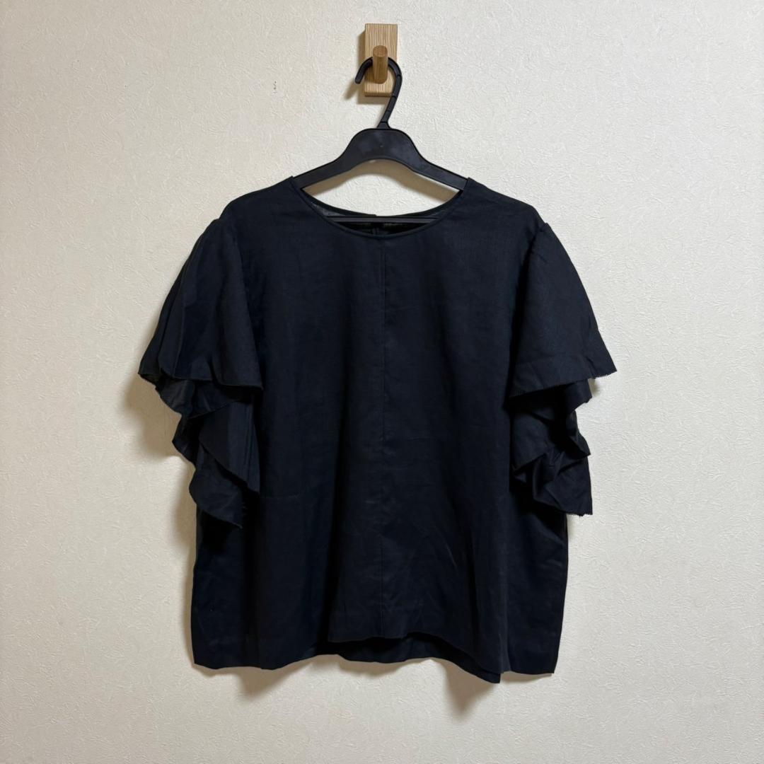 美品 MOGA リネン100％ フリルスリーブ ブラウス プルオーバー