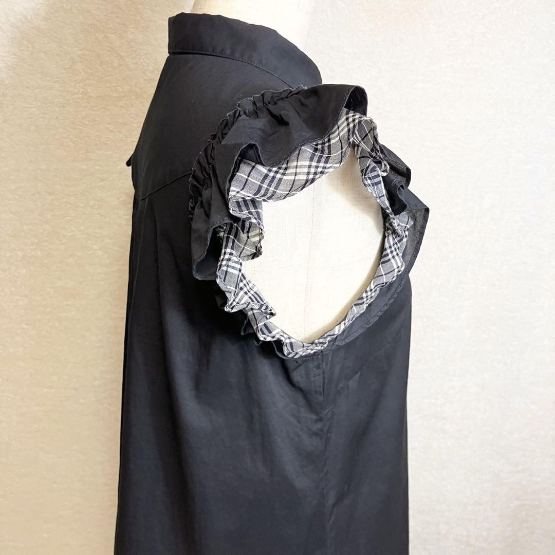 BURBERRY ブラック ノースリーブ チュニック 38 ノバチェック 刺繍