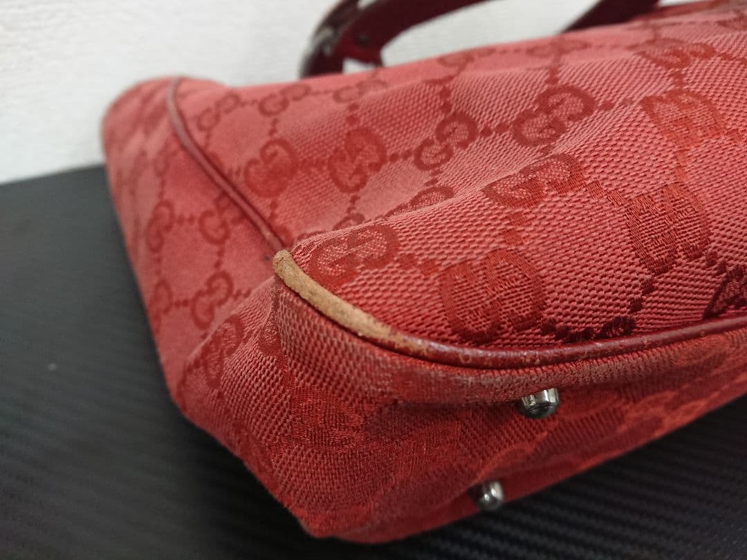 B グッチ GUCCI GGキャンバス レッド トートバッグ ハンドバッグ