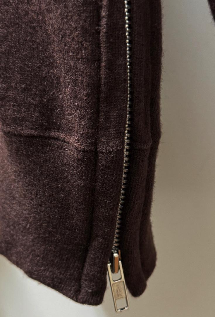 トップス 2002AW 4-Black Side Zip Wool Crew Brown