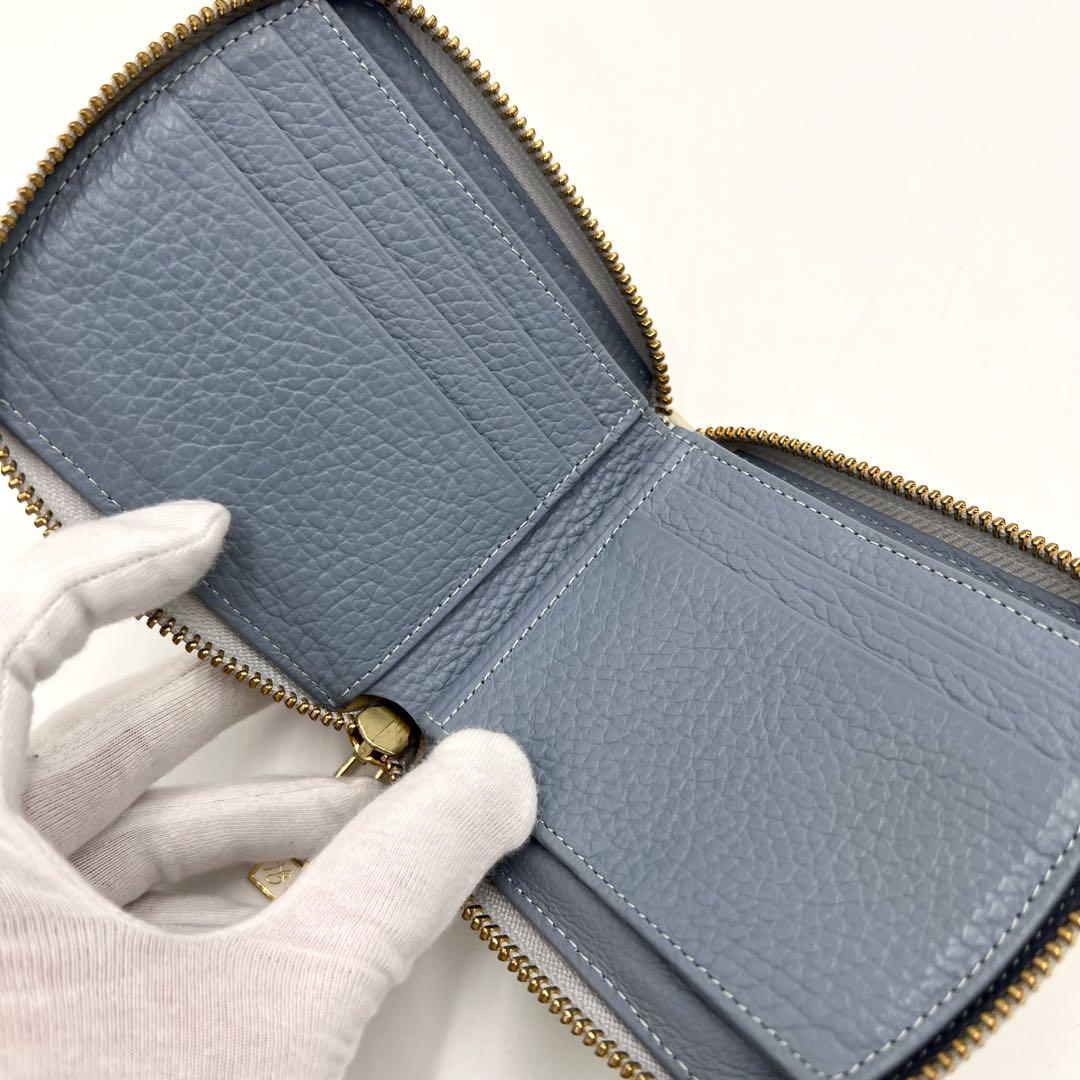 【極美品】ハースケジュール チェレット 二つ折り財布 エナメル ラウンドジップ