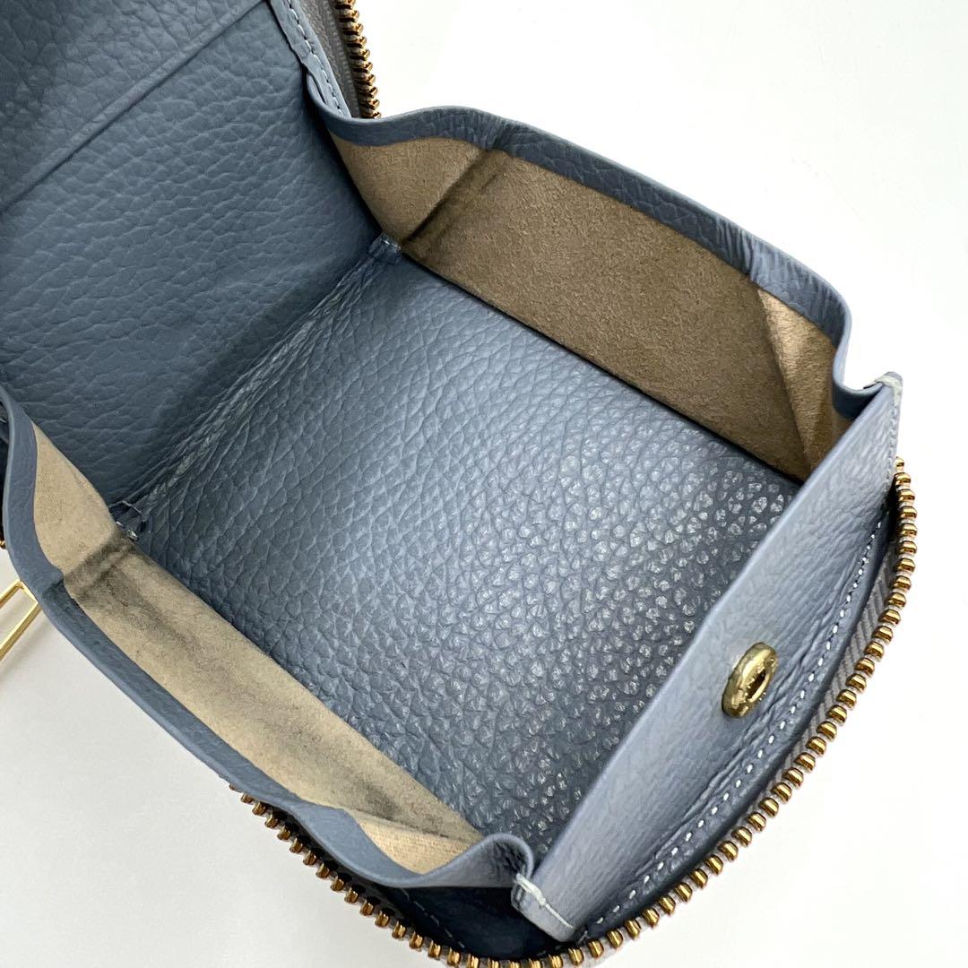 【極美品】ハースケジュール チェレット 二つ折り財布 エナメル ラウンドジップ