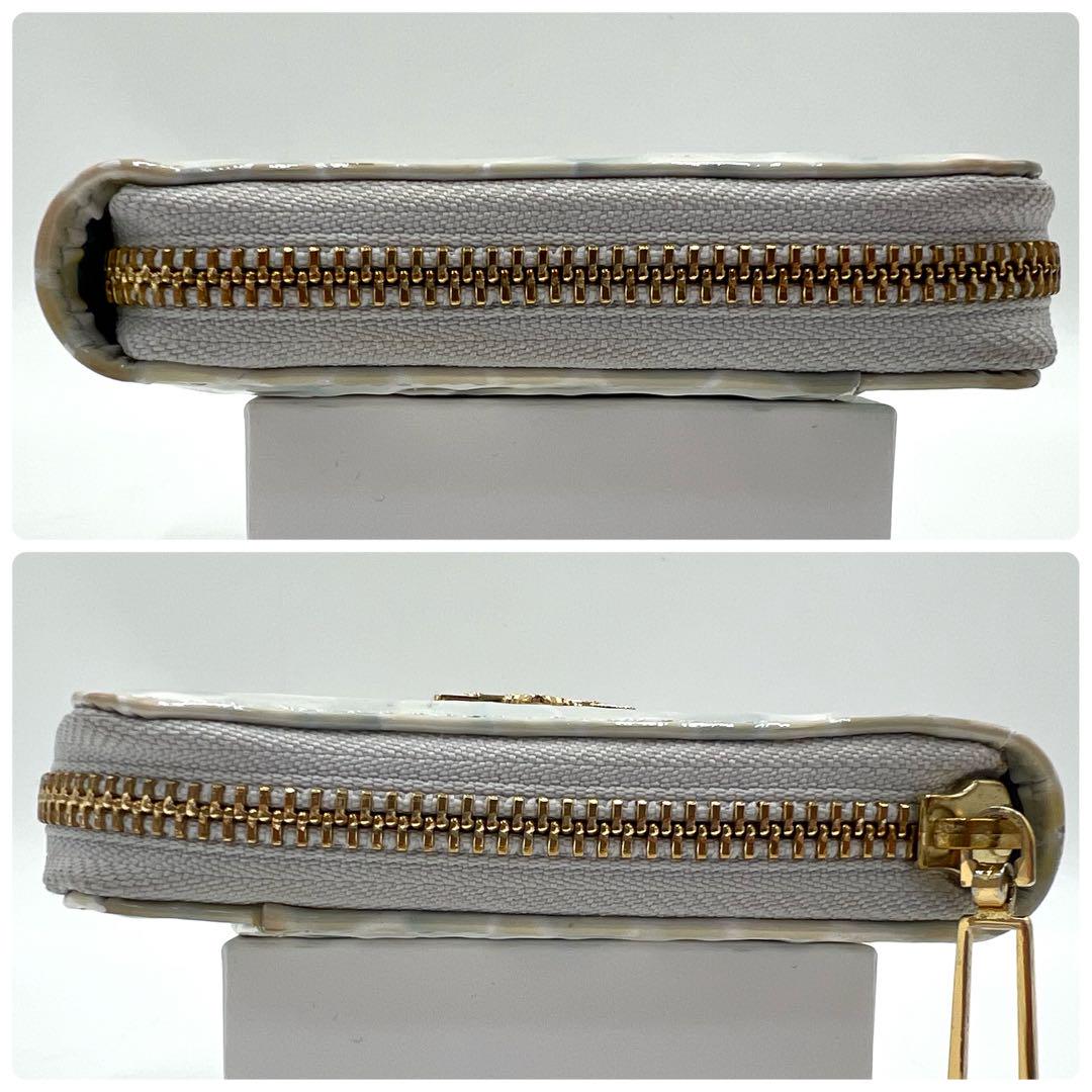 【極美品】ハースケジュール チェレット 二つ折り財布 エナメル ラウンドジップ