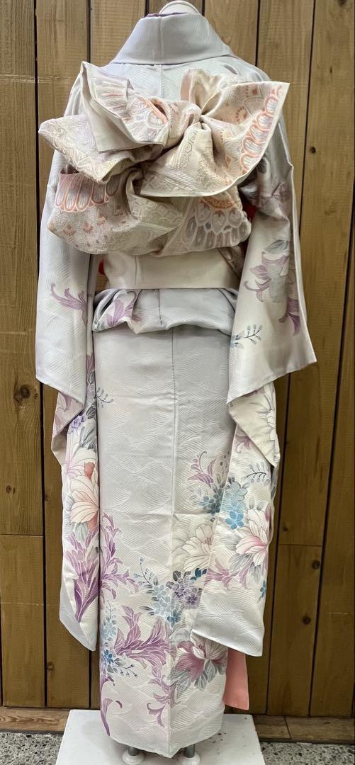 k31☆白×花振袖☆豪華絢爛身丈160cm正絹袷広襟(未