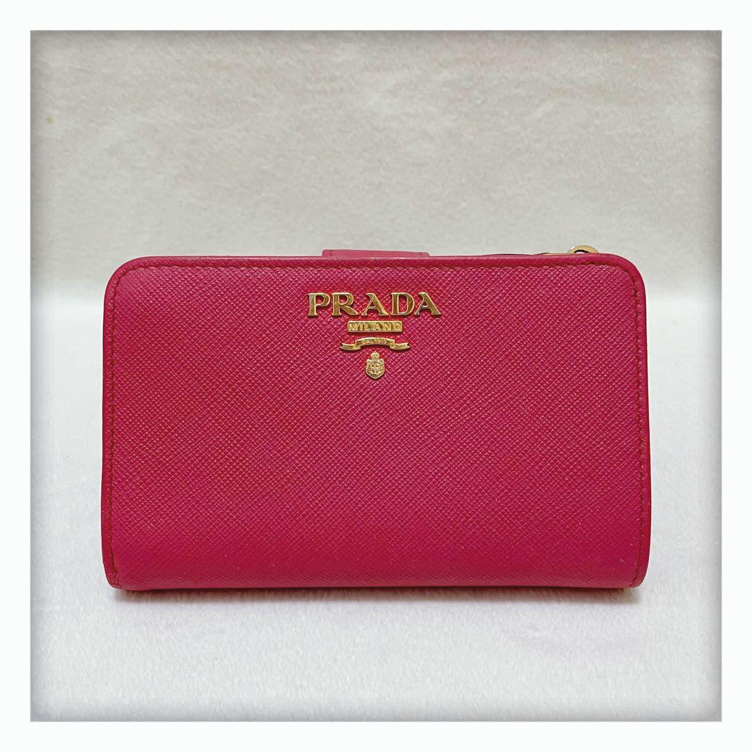 ✨美品✨ PRADA プラダ サフィアーノ 二つ折り財布 ピンク系