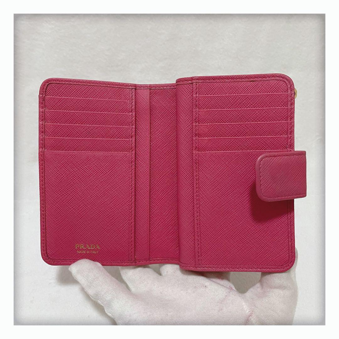 ✨美品✨ PRADA プラダ サフィアーノ 二つ折り財布 ピンク系
