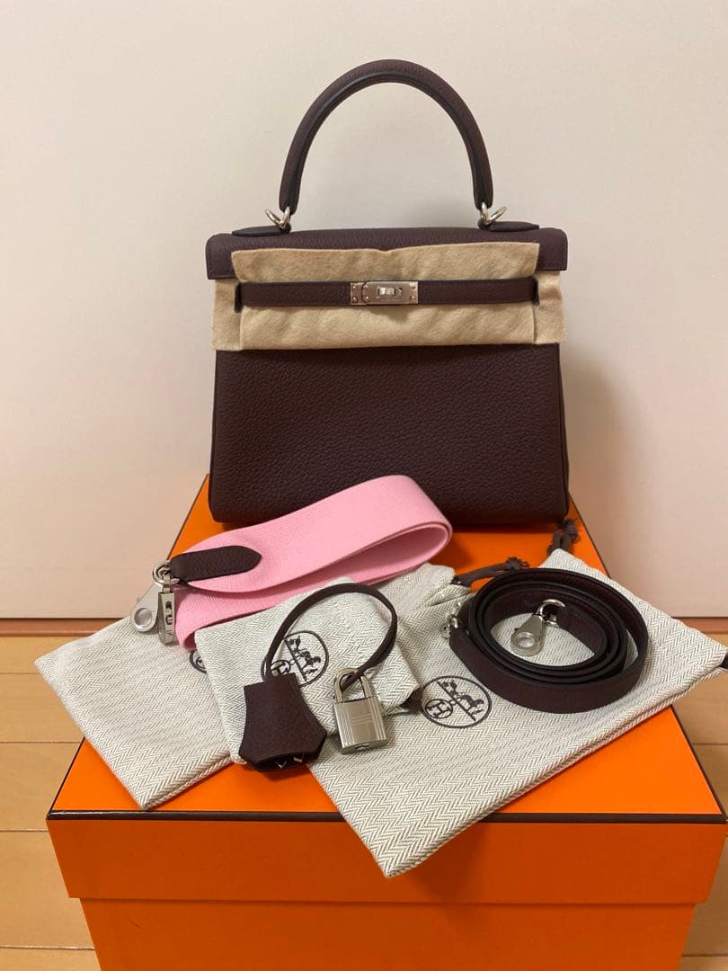 【新品未使用】HERMES エルメス ケリー25 K刻印 ルージュセリエ
