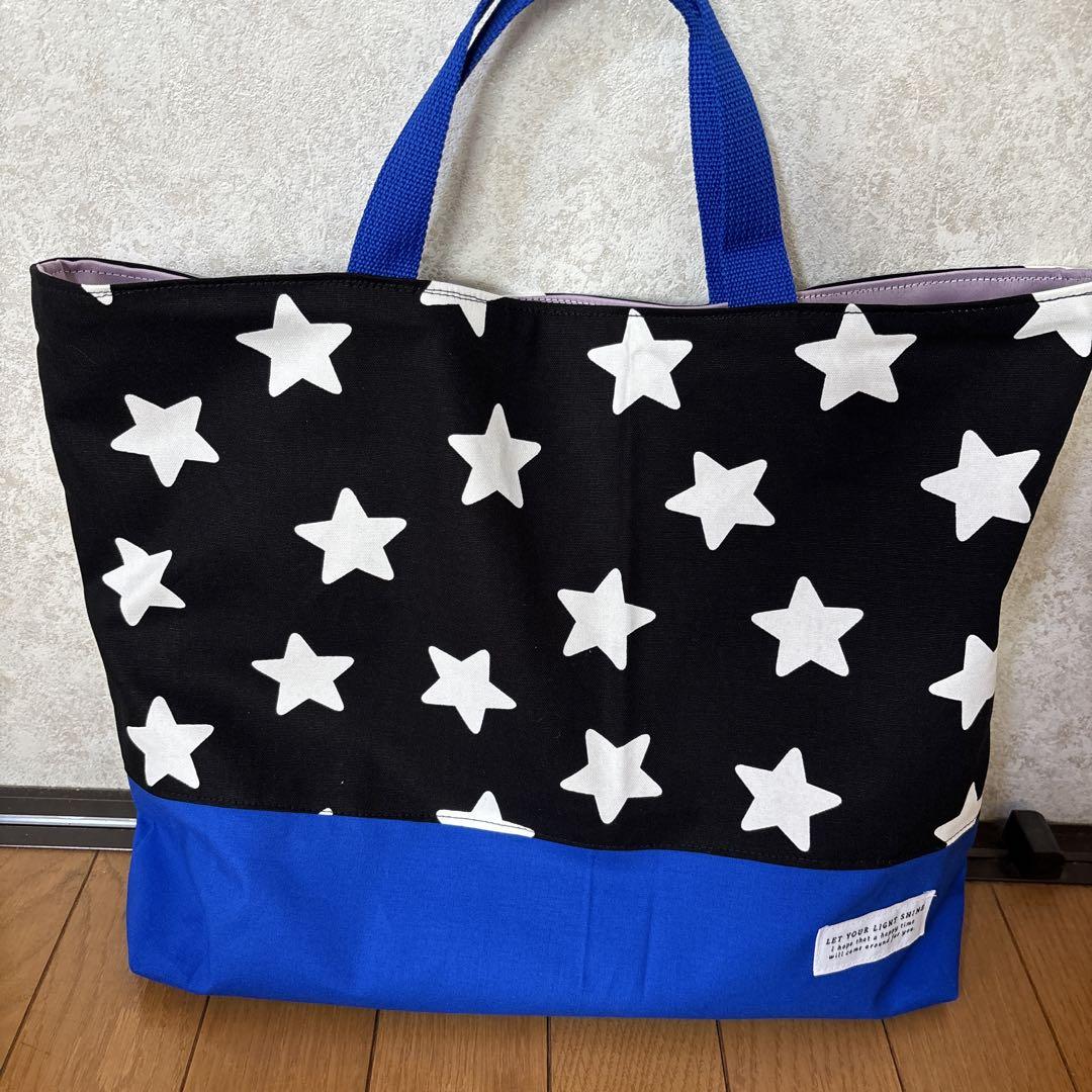 星柄 大きめレッスンバッグ 手提げバッグ 入学 入園 - メルカリ