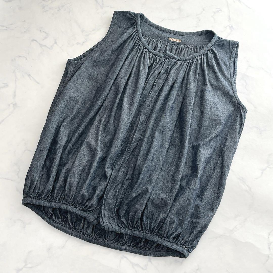【希少＊美品】 KAPITAL コットン インディゴ ノースリーブ ブラウス 0