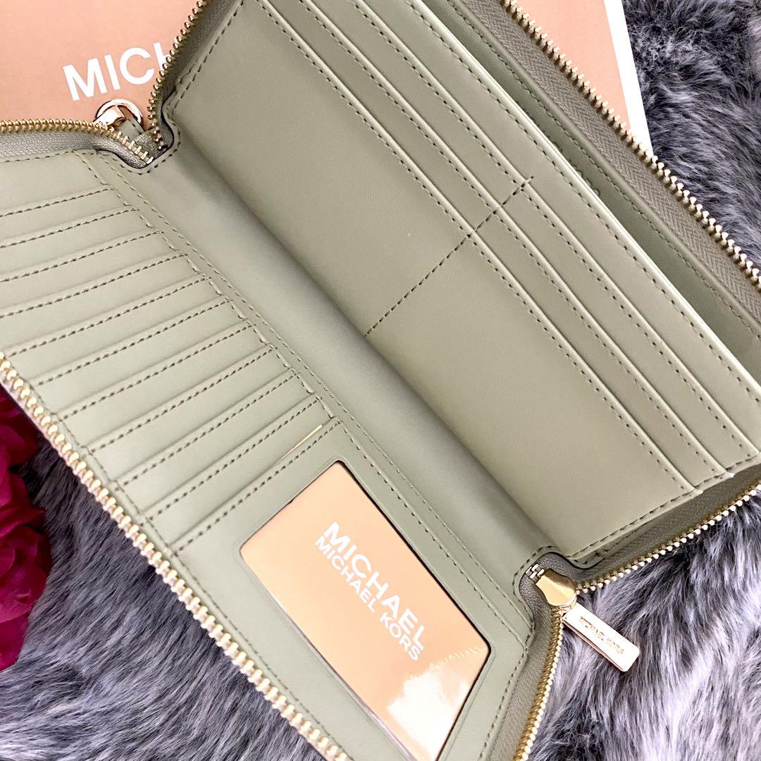 新品☆MICHAEL KORS 長財布 グリーン レザー シグネチャー