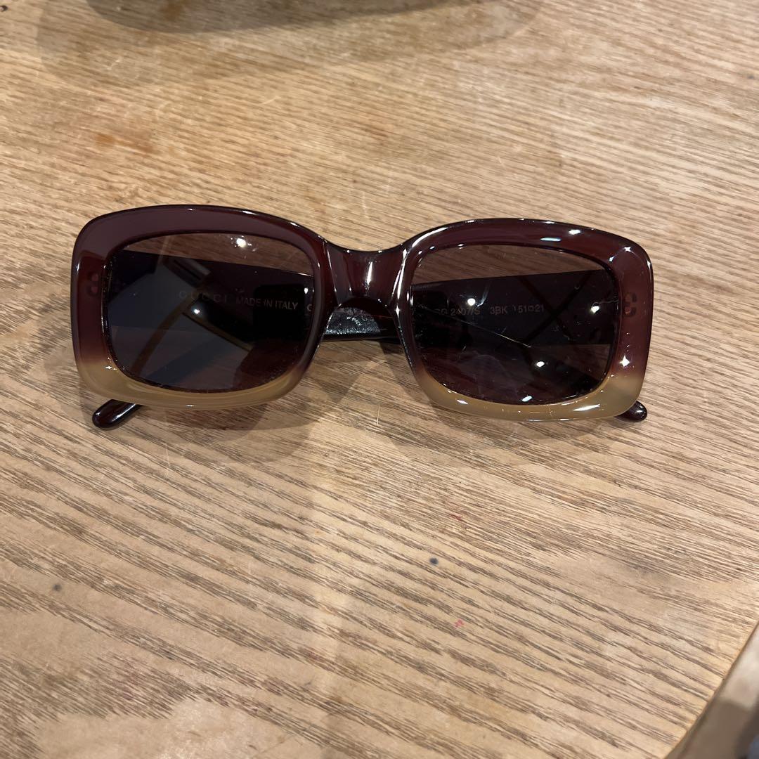 GUCCI スクエアサングラス ダークブラウン
