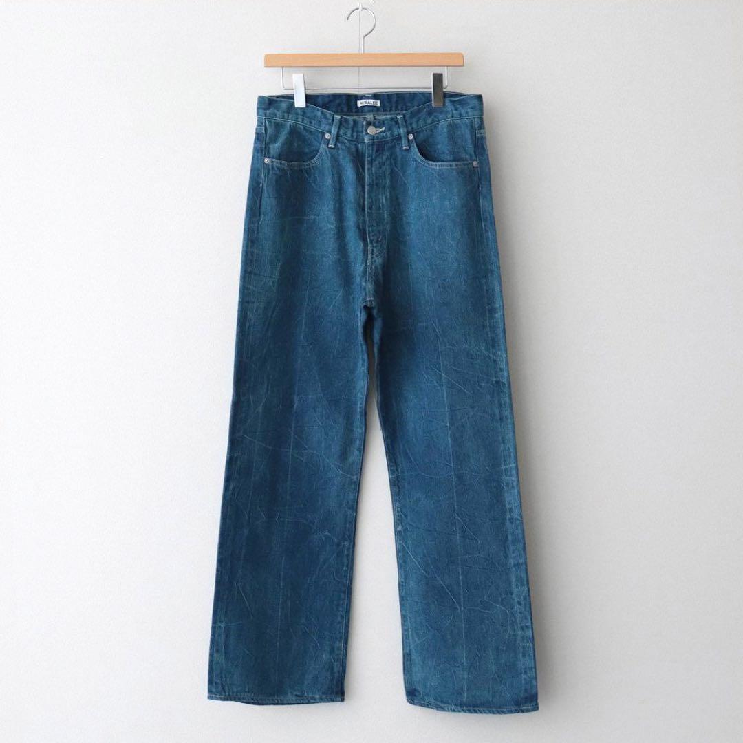 AURALEE SELVEDGE FADED LIGHT DENIMPANTS