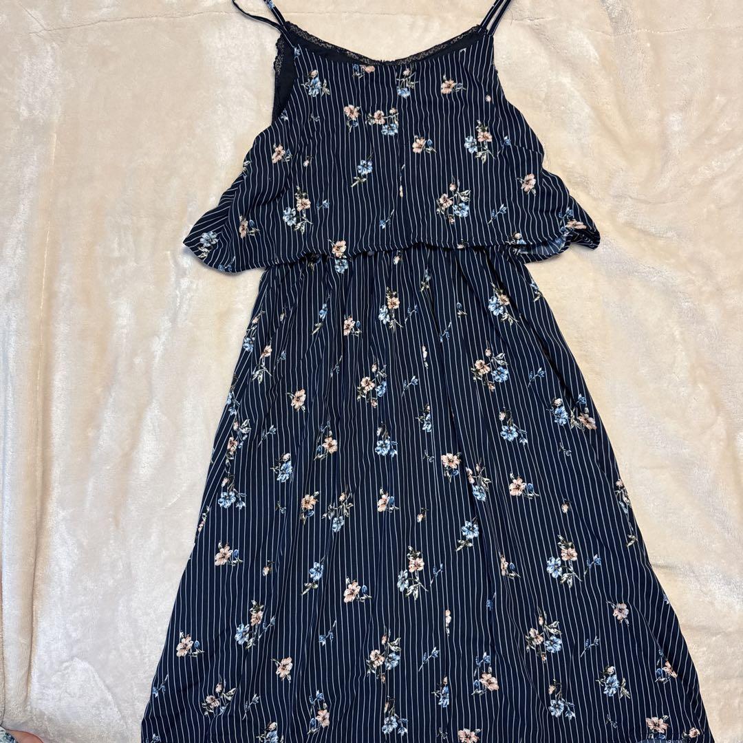 【ネミカ】美品✨ストレッチ ふんわり ロングワンピース ストライプ ブルー ストライプバンドカラーワンピース【TICCA】|ネミカ | レリアン