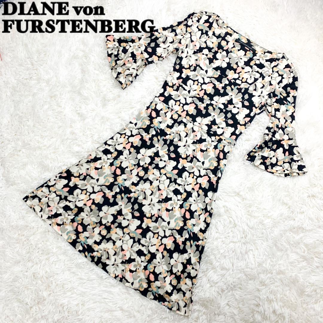 DIANE von FURSTENBERG ワンピース 花柄 七分袖 シルク DIANE von FURSTENBERG ワンピース 花柄 七分袖 シルク