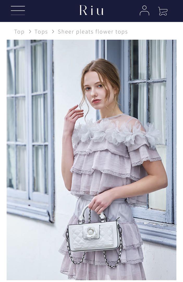 Sheer pleats flower tops skirtセットアップRiu - メルカリ