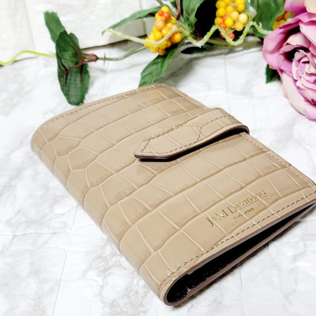 【美品】J&M DAVIDSON 2つ折り財布 財布　カード入れ　型押し　クロコ