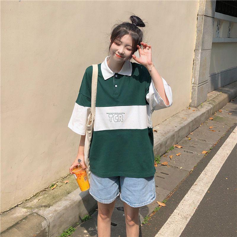 ポロシャツ ビッグシルエット 韓国 夏服 レディース カジュアル5t5w メルカリ